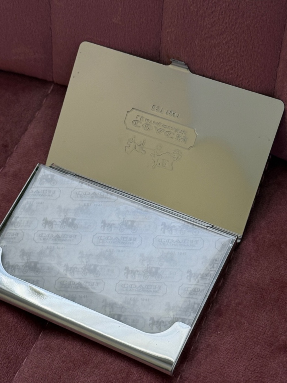 Coach Silver Logo Card Holder With Bag NWOT - Picture 4 of 6